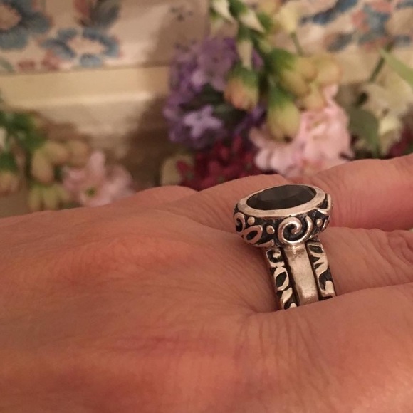 Vintage Silpada Sterling Silver Smoky Quartz Ring Set R1384 Size 6 - Picture 11 of 16